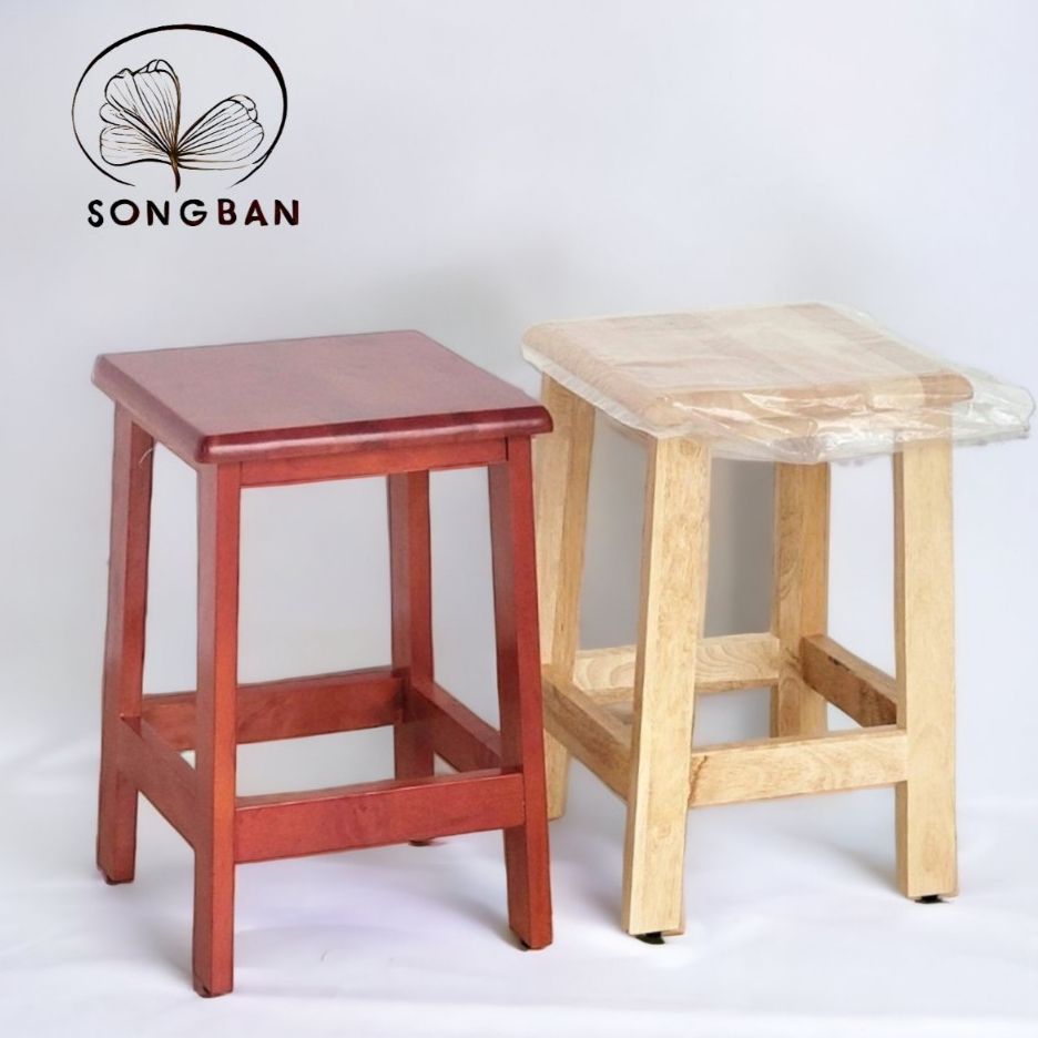 Ghế Đôn Gỗ Cao 45 cm Nhiều Màu Gia Công Tỉ Mỉ, Chất Gỗ Dày - Hàng VN Xuất Khẩu