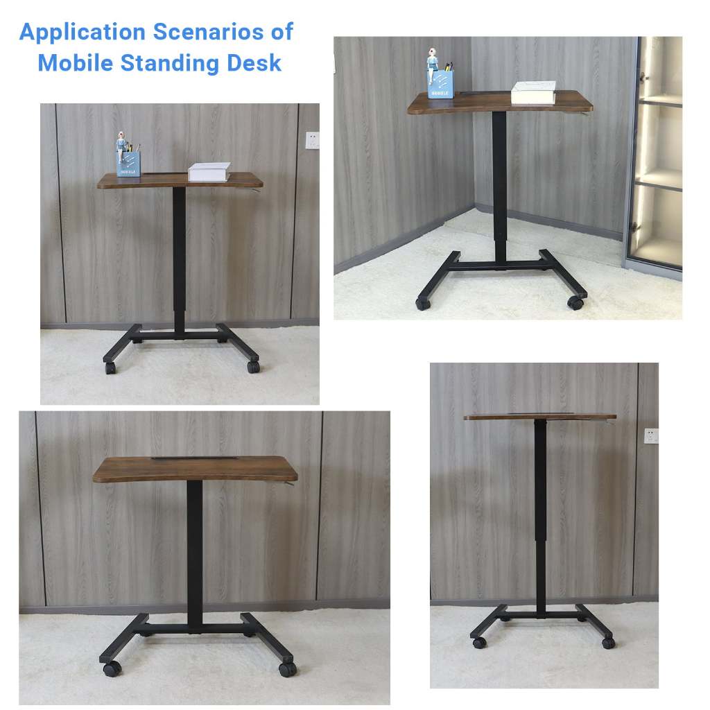 Mxtark 28 inches  Single Leg Gas Spring Desk Height Adjustable Table with Wheels