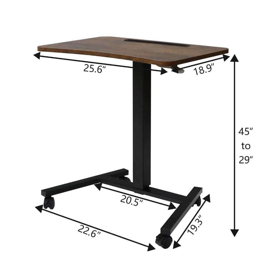 Mxtark 28 inches  Single Leg Gas Spring Desk Height Adjustable Table with Wheels