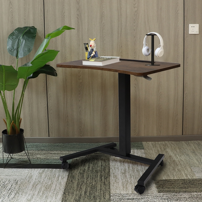 Mxtark 28 inches  Single Leg Gas Spring Desk Height Adjustable Table with Wheels