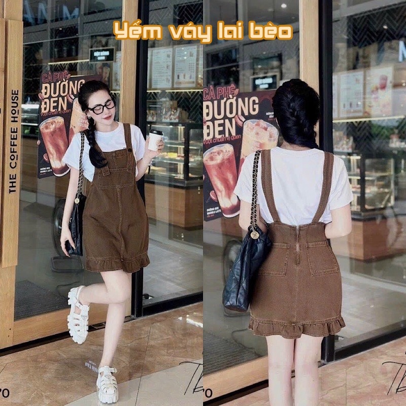 Yếm jean bò váy ngắn phối 2 túi trước thời trang | A&JEAN STORE