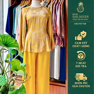 Pháp phục vạn duyên lụa cách tân cúc ngọc màu vàng 10.08