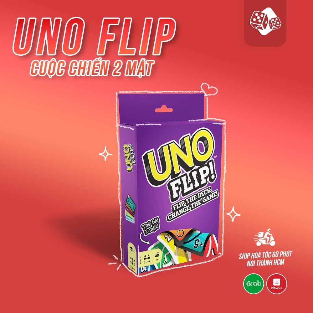 Bộ Bài UNO FLIP - Bài Uno mở rộng, luật chơi hấp dẫn, thẻ bài đồ chơi