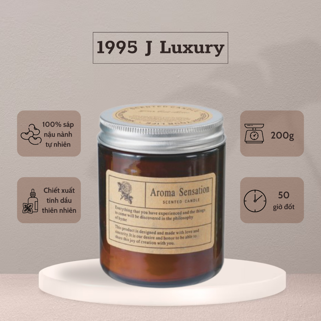 Nến thơm thư giãn không khói cao cấp nhiều mùi hương Aroma Sensation - Nến thơm sáp đậu nành tự nhiên không độc hại 200g