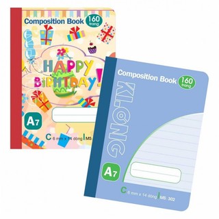 Sổ kẻ ngang may dán gáy Composition book A7 160 trang Klong 302