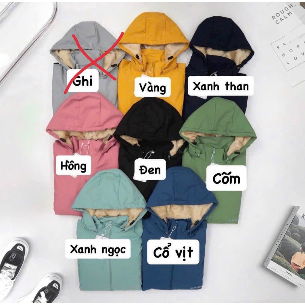 Áo gió lót lông nhiều màu cho nữ,
