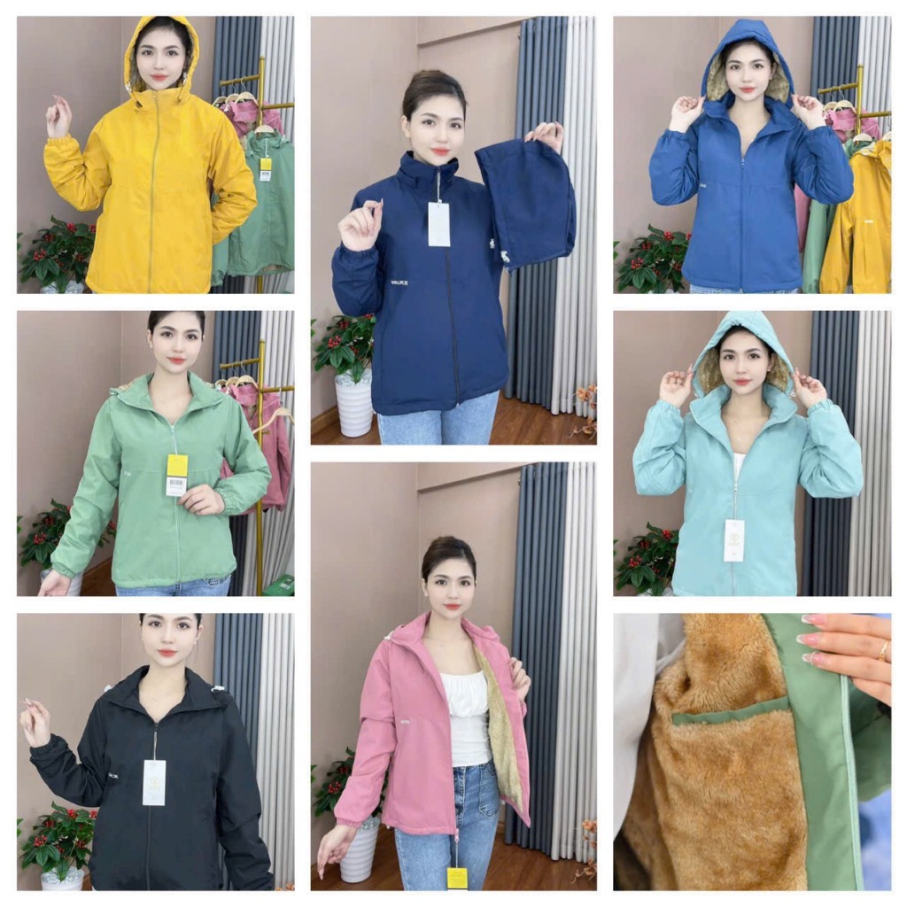 Áo gió lót lông nhiều màu cho nữ,