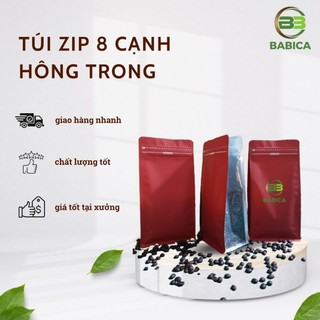 1 kg túi zip đỏ 8 cạnh hông trong chuyên đựng cà phê.