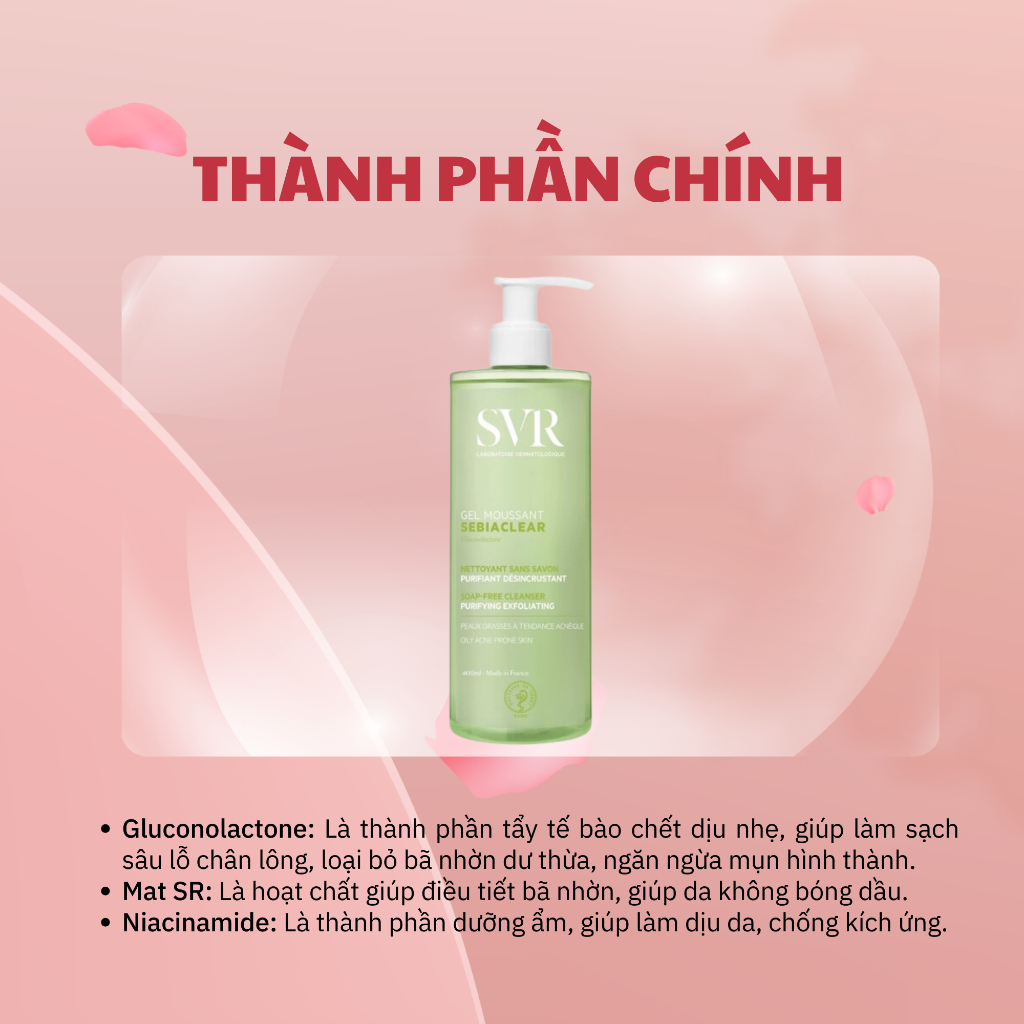 Sữa Rửa Mặt SVR Sebiaclear Gel Moussant Làm Sạch Sâu - SVR Loại Bỏ Tế Bào Chết Trên Da - Gel Rửa Mặt Sạch Dầu Ẩm Mịn Da