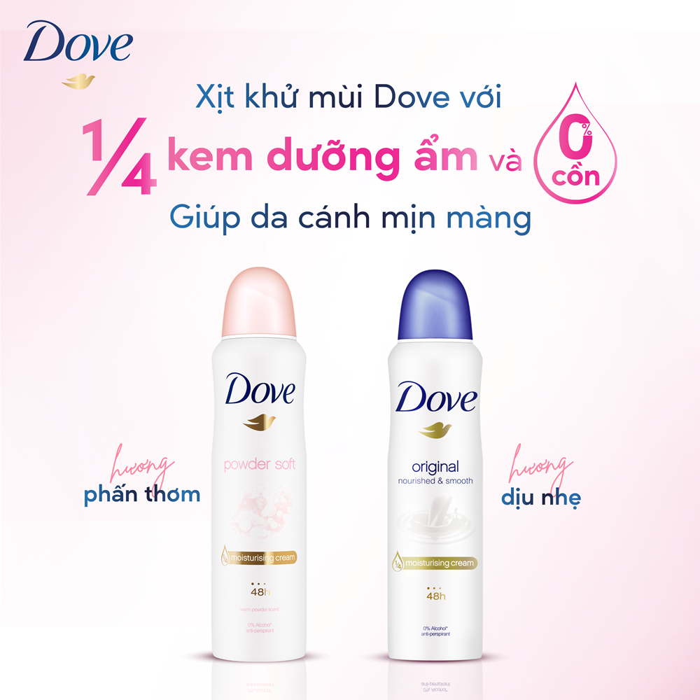 Xịt Khử Mùi Dove Dưỡng Da Sáng Mịn dành cho nữ 135ml