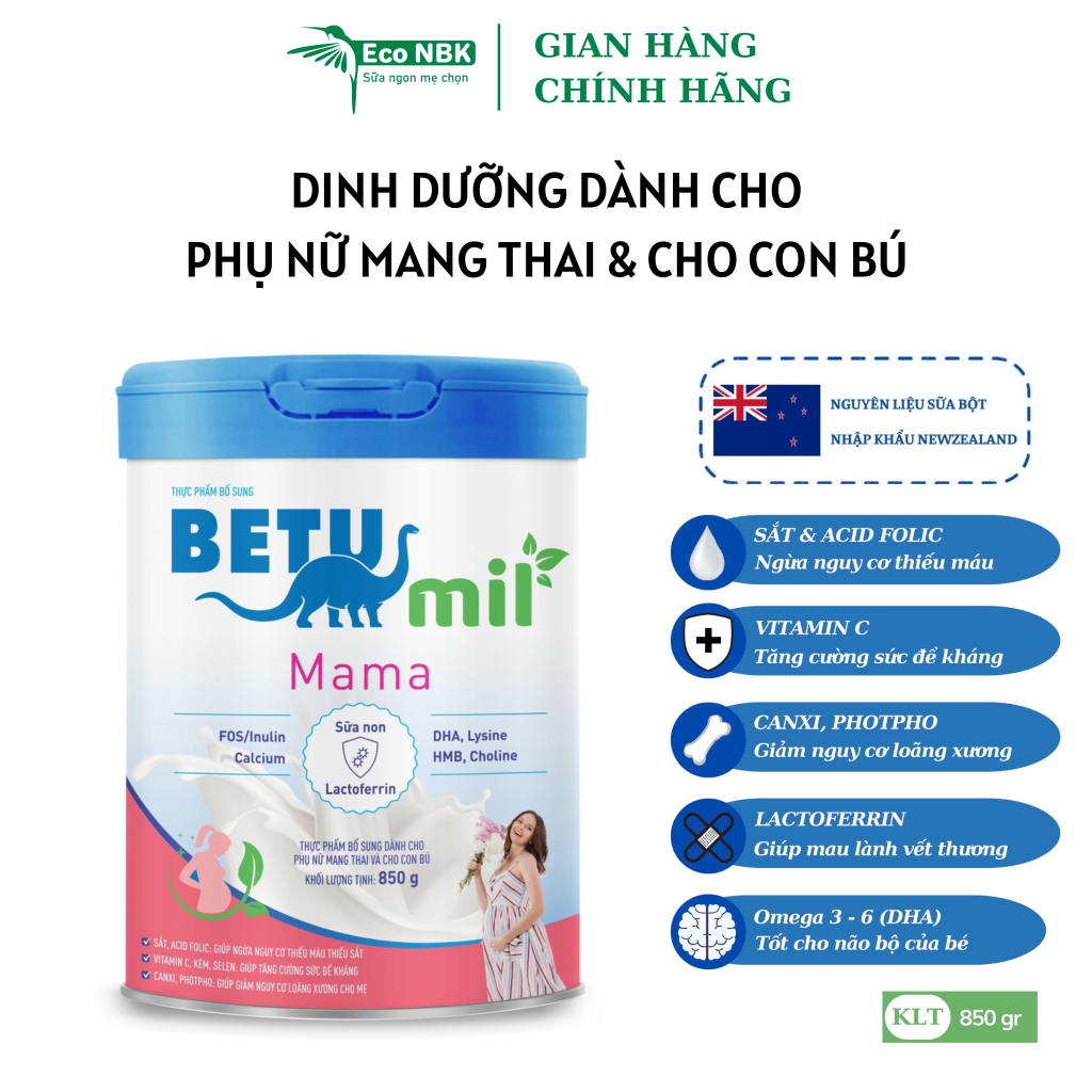 Sữa bầu Betumil Mama 850G cho bà bầu và mẹ sau sinh giúp lợi sữa NTC