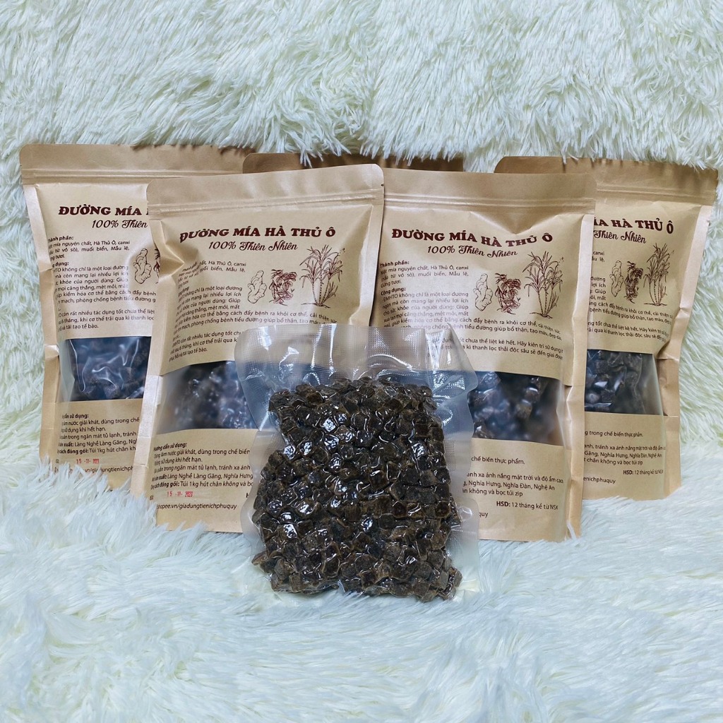 Đường Mía Hà Thủ Ô Combo 5kg Tặng 0.5kg Hút Chân Không Đựng Túi Zip