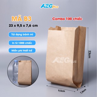 100 chiếc Túi giấy dựng bánh mì, túi đựng đồ ăn vặt, túi đựng bánh chuối chiên Mã B3