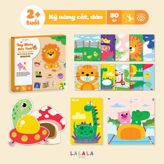  Bộ Đồ Chơi Giấy Thủ Công Luyện Kỹ Năng Cắt Dán 80 Tờ Cho Bé  Không kèm kéo  - Tay Khéo Não Tinh - LaLaLa Baby 