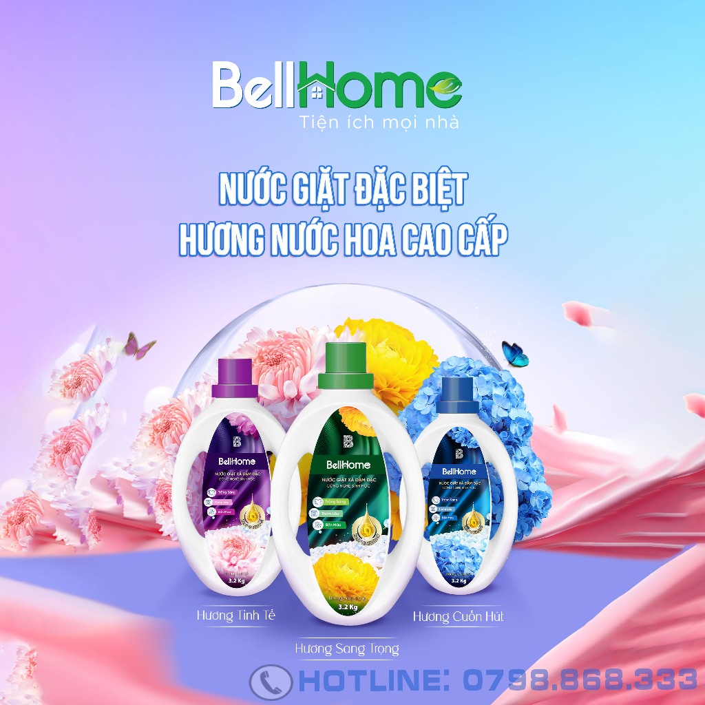 Nước Giặt Xả Sinh Học Bell Home 3,2KG Hương Nước Hoa Giúp Áo Quần Lưu Hương Lâu Và Làm Sạch Vượt Trội