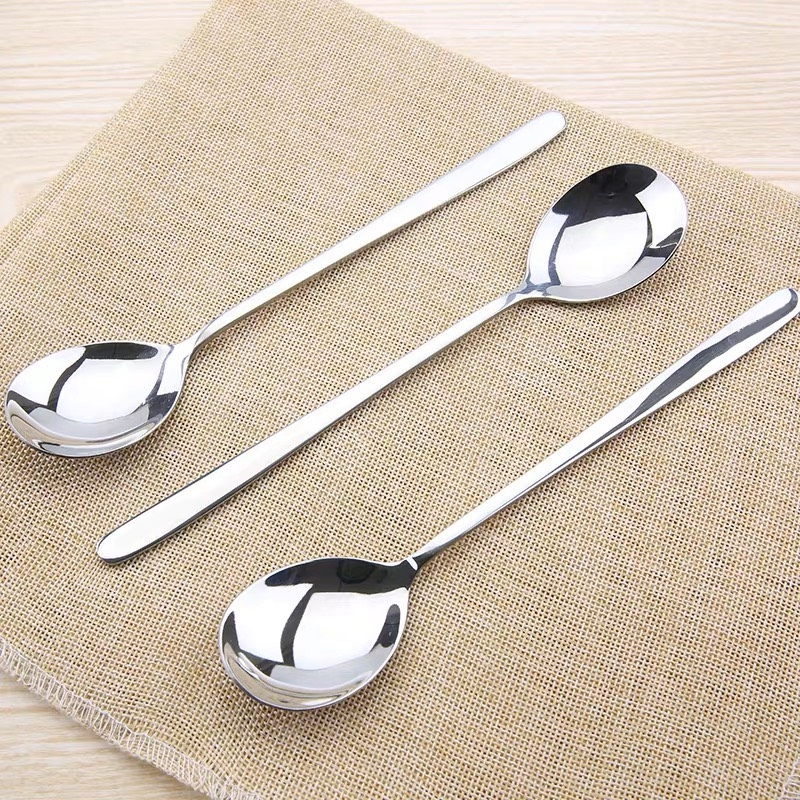 Sét 6 Cái Thìa INOX Cán Dài 21cm - R6 Kèm Hộp Cao Cấp - Muỗng Inox Ăn Cơm - Muỗng Đầu Tròn