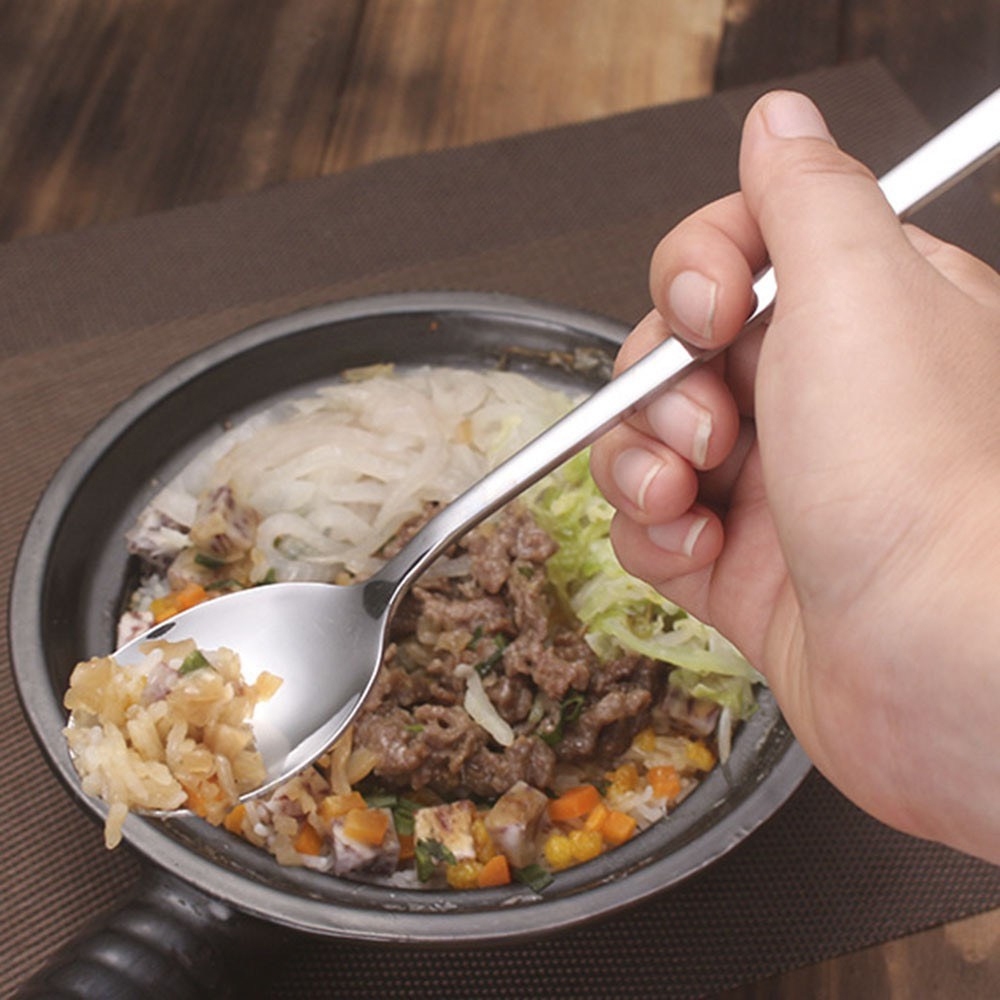 Sét 6 Cái Thìa INOX Cán Dài 21cm - R6 Kèm Hộp Cao Cấp - Muỗng Inox Ăn Cơm - Muỗng Đầu Tròn