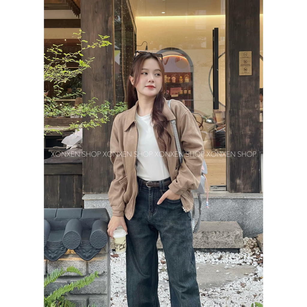 Áo Khoác Da Lộn 2 Túi Ngang Bo Chun XONXEN SHOP QUẢNG NGÃI Mã 1266