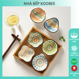Chén đĩa bát đựng nước chấm gia vị họa phong cách Nhật Bản gốm sư cao cấp (BA43)