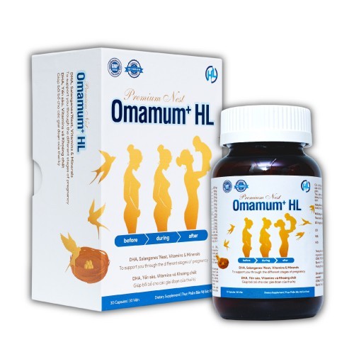SALE 50%-Hộp Viên Uống Cho Bầu Omamum Plus HL Bổ Sung Sắt Yến Xào Dầu Cá