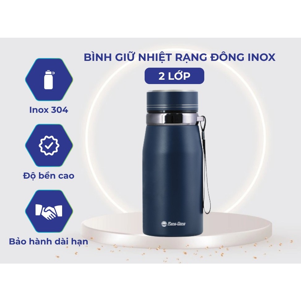 Bình Giữ Nhiệt Inox 304 Rạng Đông Cao Cấp Dung Tích 600 ml Đựng Nước Nóng Lạnh Model RD-BGN06ST1