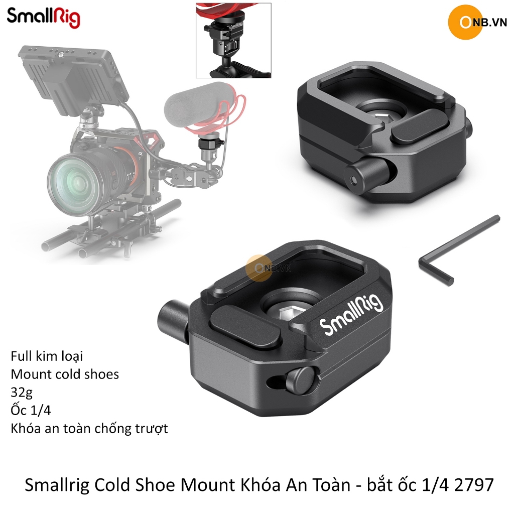Smallrig Cold Shoe Mount Khóa An Toàn - bắt ốc 1/4 2797