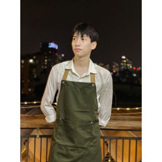 Tạp Dề BASIC phù hợp nấu ăn, pha chế, phục vụ,nail Dáng Dài MÀU XANH OLIU