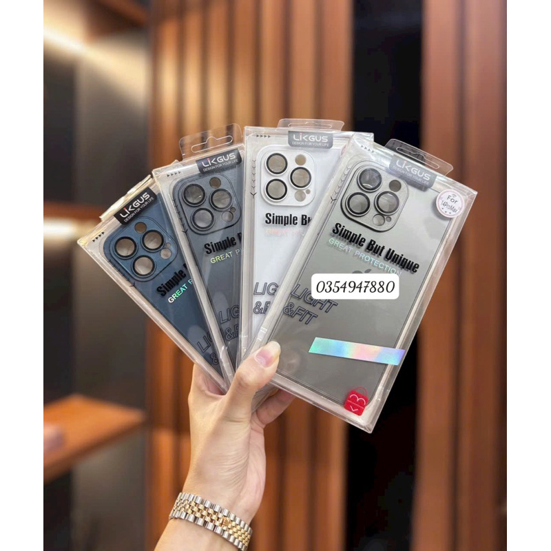 Ốp lưng Likgus nhám độ màu máy 15 cho iPhone 15 Pro Max/ 15 Pro/ 14 Pro Max/ 13/ 12/ 11 siêu đẹp