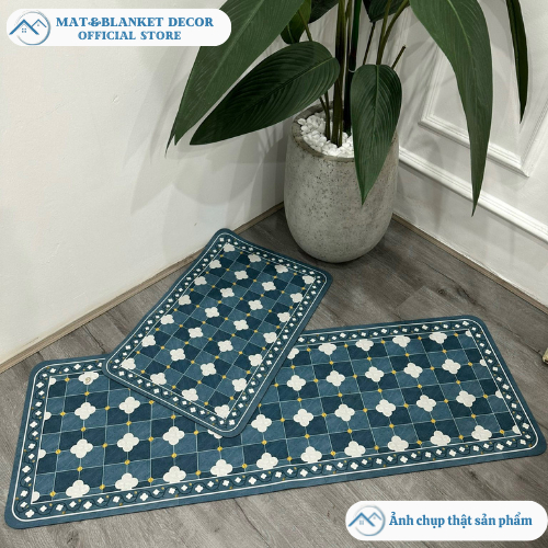 Thảm lau chân silicon Mat&Blanket Decor nhà bếp chống trượt, thấm hút nước cao cấp sang trọng dễ dàng vệ sinh