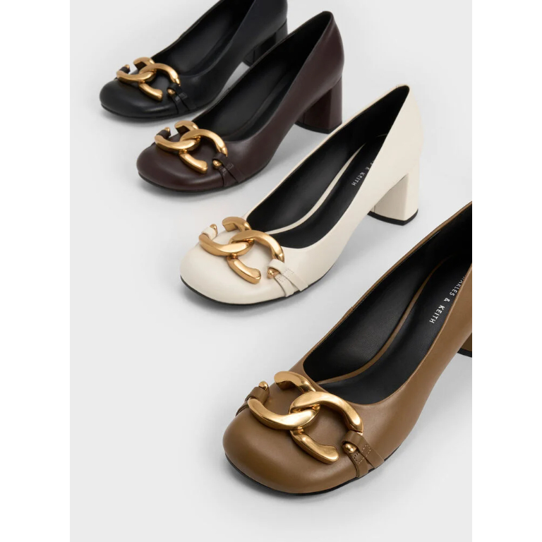 Giày cao gót Chunky Metallic Accent