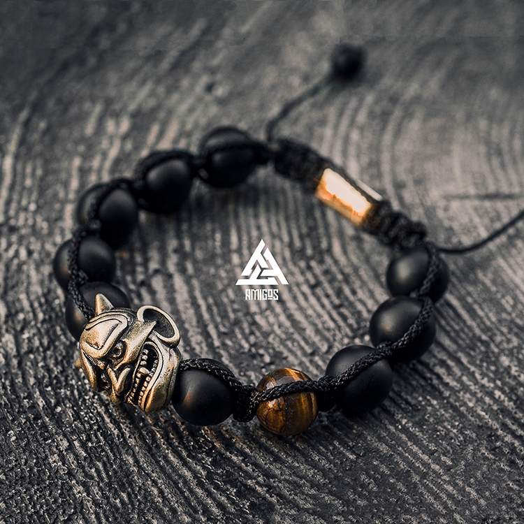 Vòng tay nam, handmade, đẹp, không gỉ, Vòng tay Chuỗi Hạt Oni Mix Đá Mắt Hổ Vàng - Amigos