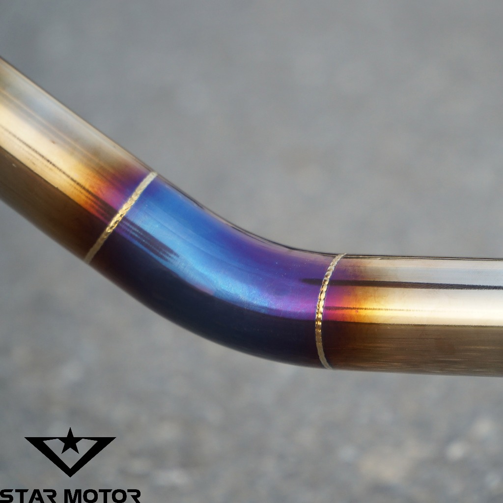 Combo tay xách + cổ pô Inox 304 khò màu Titan dành cho dòng xe Wave 110