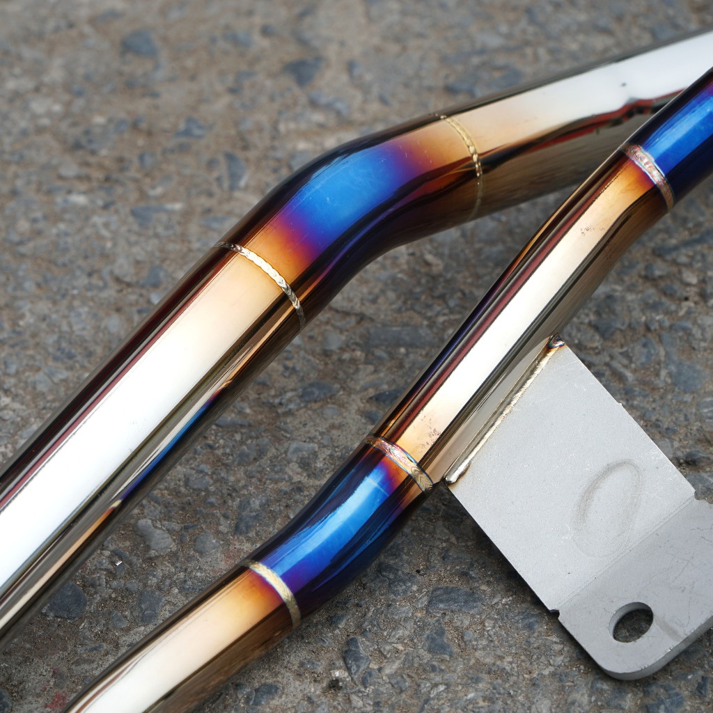 Combo tay xách + cổ pô Inox 304 khò màu Titan dành cho dòng xe Wave 110