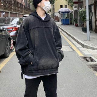 Áo hoodie Denim nam nữ thời trang form rộng phòng cách retro đường phố Q102