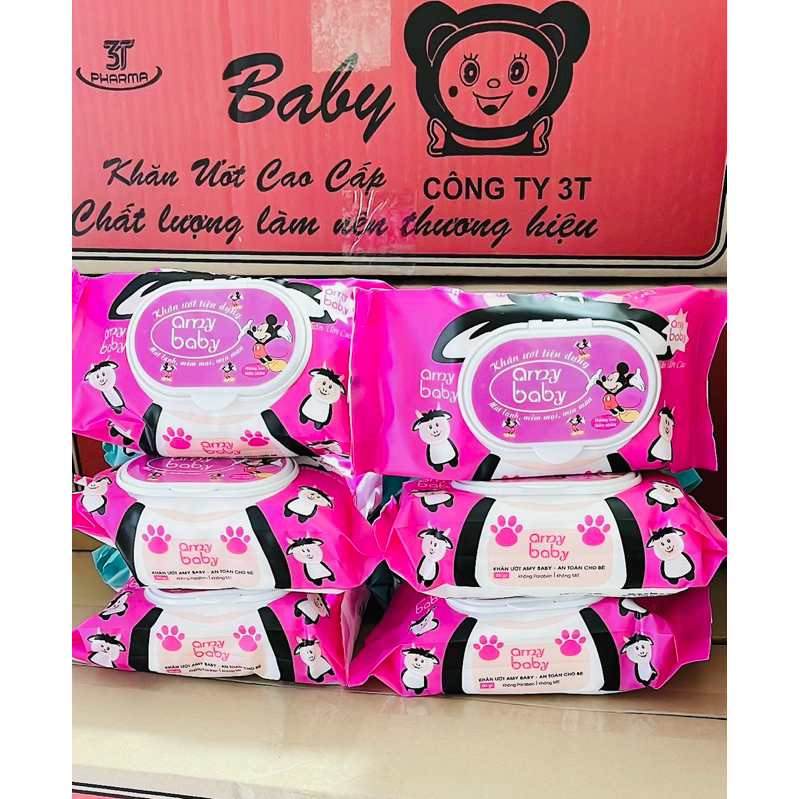 Thùng 24 gói khăn ướt chính hãng Amybaby