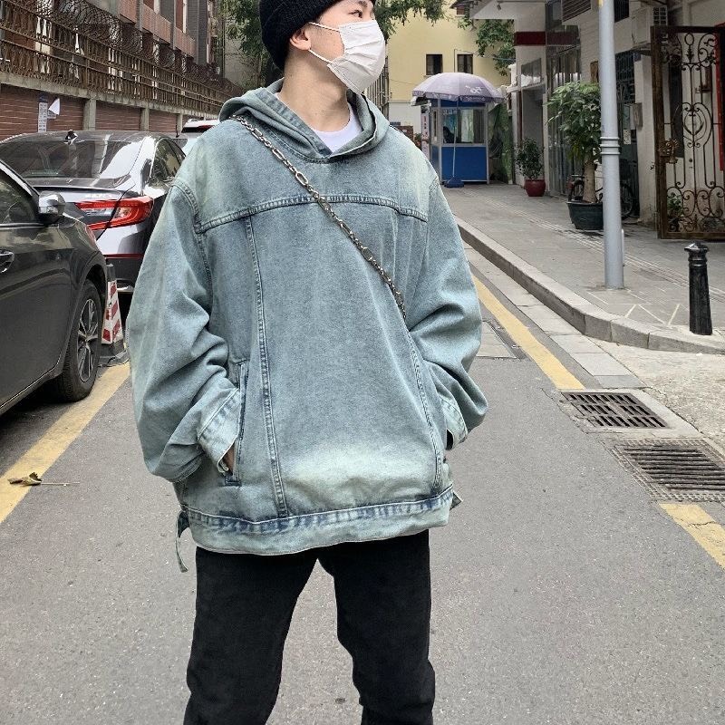 Áo hoodie Denim nam nữ thời trang form rộng phòng cách retro đường phố Q102