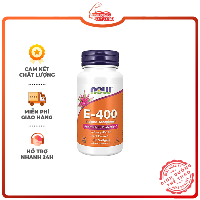 Vitamin E Hàm lượng Cao Viên Uống Giúp Da Mịn Màng Hết Khô Ráp Trẻ Hóa Đep Da Chống Lão Hóa Now Vitamin E 400IU