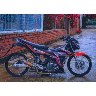 Tem Rời Satria mẫu sọc màu đen đỏ xám trắng