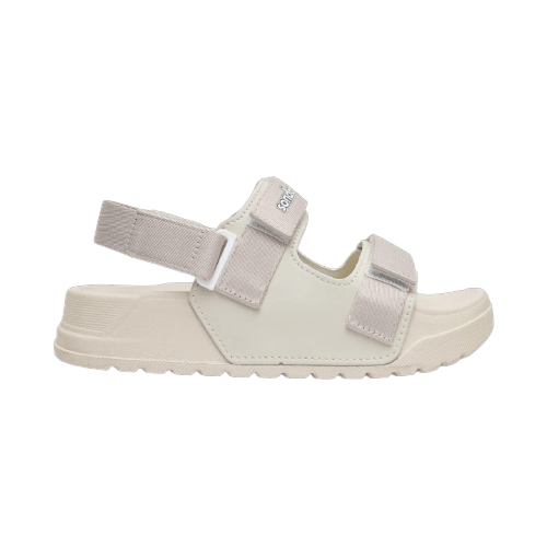 Giày Sandal Nữ S1 2 Quai Ngang Màu Be Kem Siêu Nhẹ Siêu Bền Siêu Dễ Thương - Tặng kèm vớ