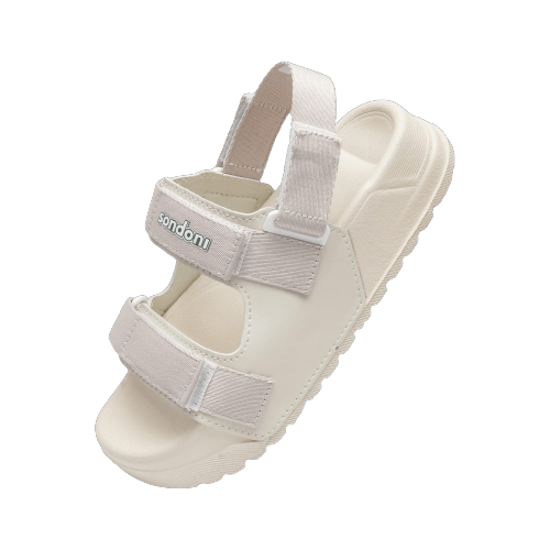 Giày Sandal Nữ S1 2 Quai Ngang Màu Be Kem Siêu Nhẹ Siêu Bền Siêu Dễ Thương - Tặng kèm vớ