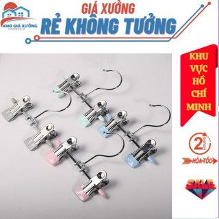 Móc Kẹp Đôi Treo Quần Áo-Móc Treo 2 Kẹp - Kẹp Phơi Quần Áo Không Rỉ-Móc Chống Trượt Tiết Kiệm Diện Tích