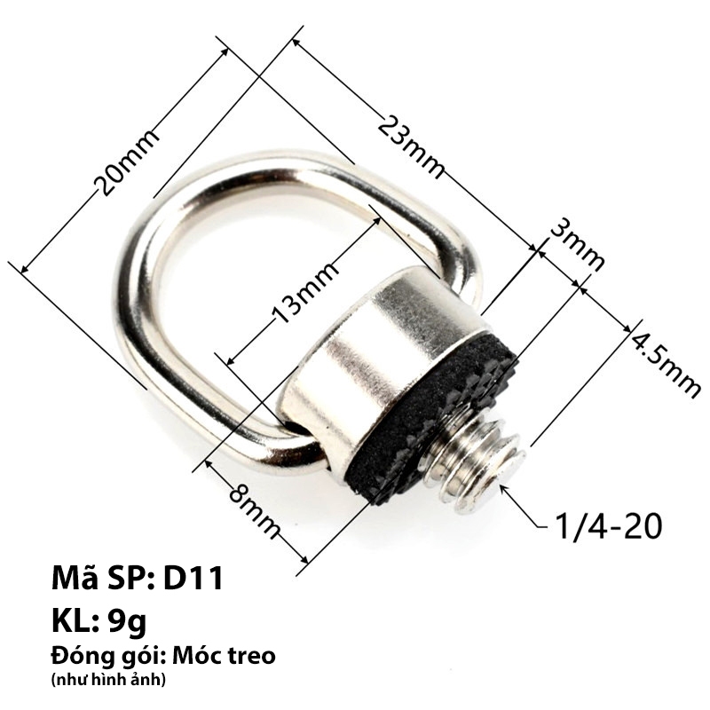 Ốc vít treo móc dây máy ảnh rig cage khung máy ảnh chuẩn ren 1/4 Quick Release Plate tripod gimbal D ring monopod tripod