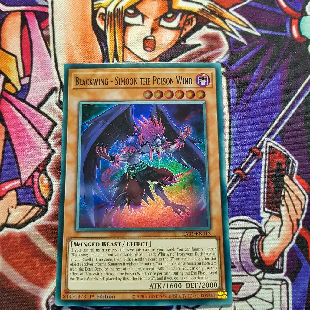 Thẻ bài Yugioh chính hãng | Blackwing - Simoon the Poison Wind | RA01 Super, Secret Rare