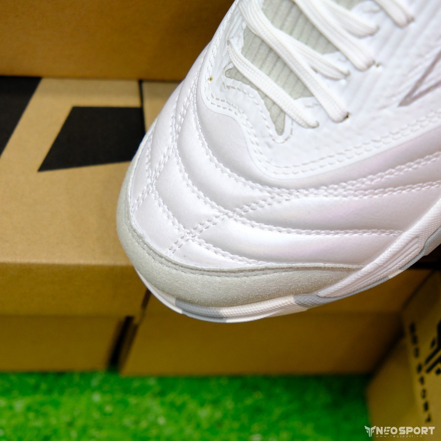 Giày Bóng Đá Cỏ Nhân Tạo Mizuno Morelia Neo 3 Sala Beta Bo Thun Trắng Xám TF