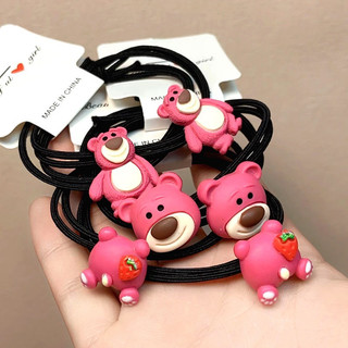 Set Dây Thun Cột Tóc Gấu Lotso Nơ Charm Hoạt Hình Đơn Giản Phong Cách Hàn Quốc