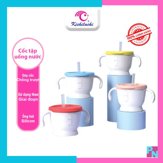 Cốc tập uống nước 3 giai đoạn cho bé kichi cốc tập hút nước kichilachi