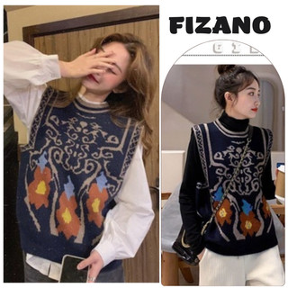 Áo gile len hoạ tiết thổ cẩm thời trang Hàn Quốc vintage siêu đẹp dễ phối đồ FIZANO