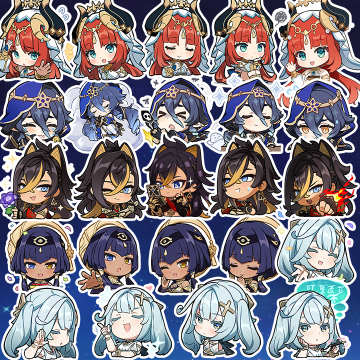 Sticker Nilou, Dehya, Layla, Candace và Faruzan - Sumeru Waifu Collection