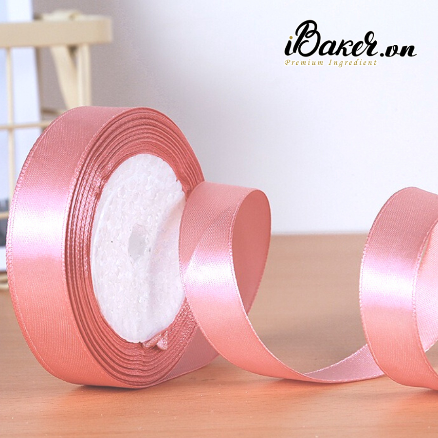 Cuộn ruy băng lụa trơn 2cm*22met nhiều màu sắc trang trí hộp quà, hộp bánh kem