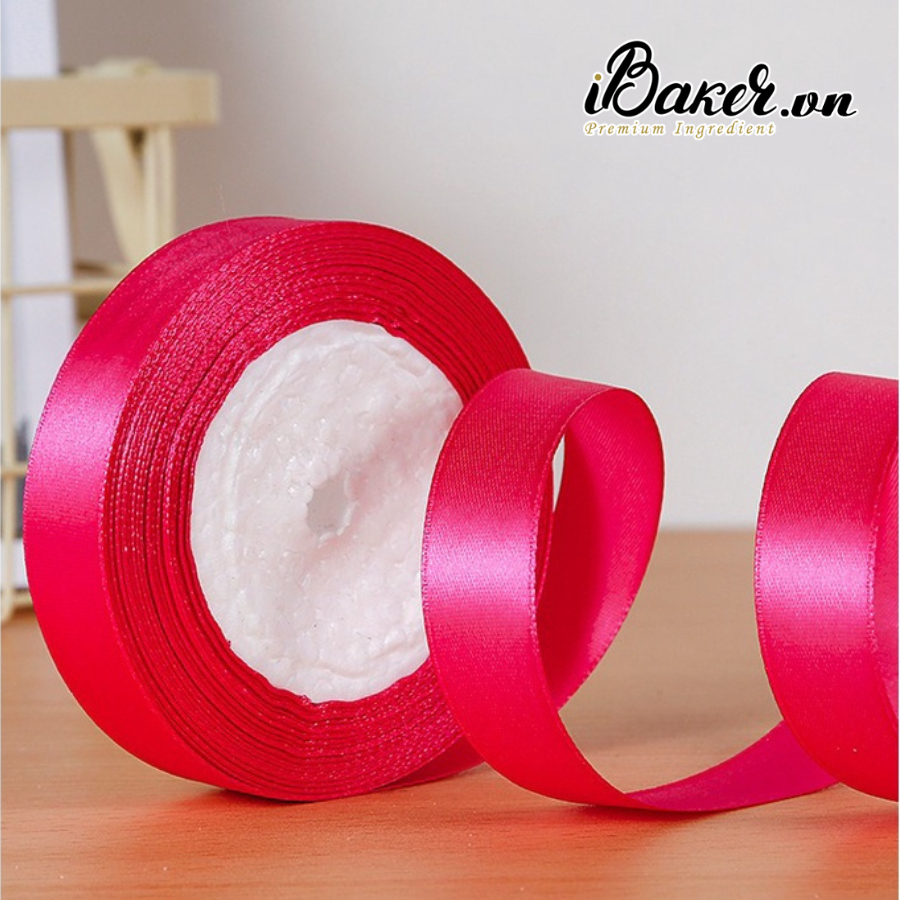 Cuộn ruy băng lụa trơn 2cm*22met nhiều màu sắc trang trí hộp quà, hộp bánh kem